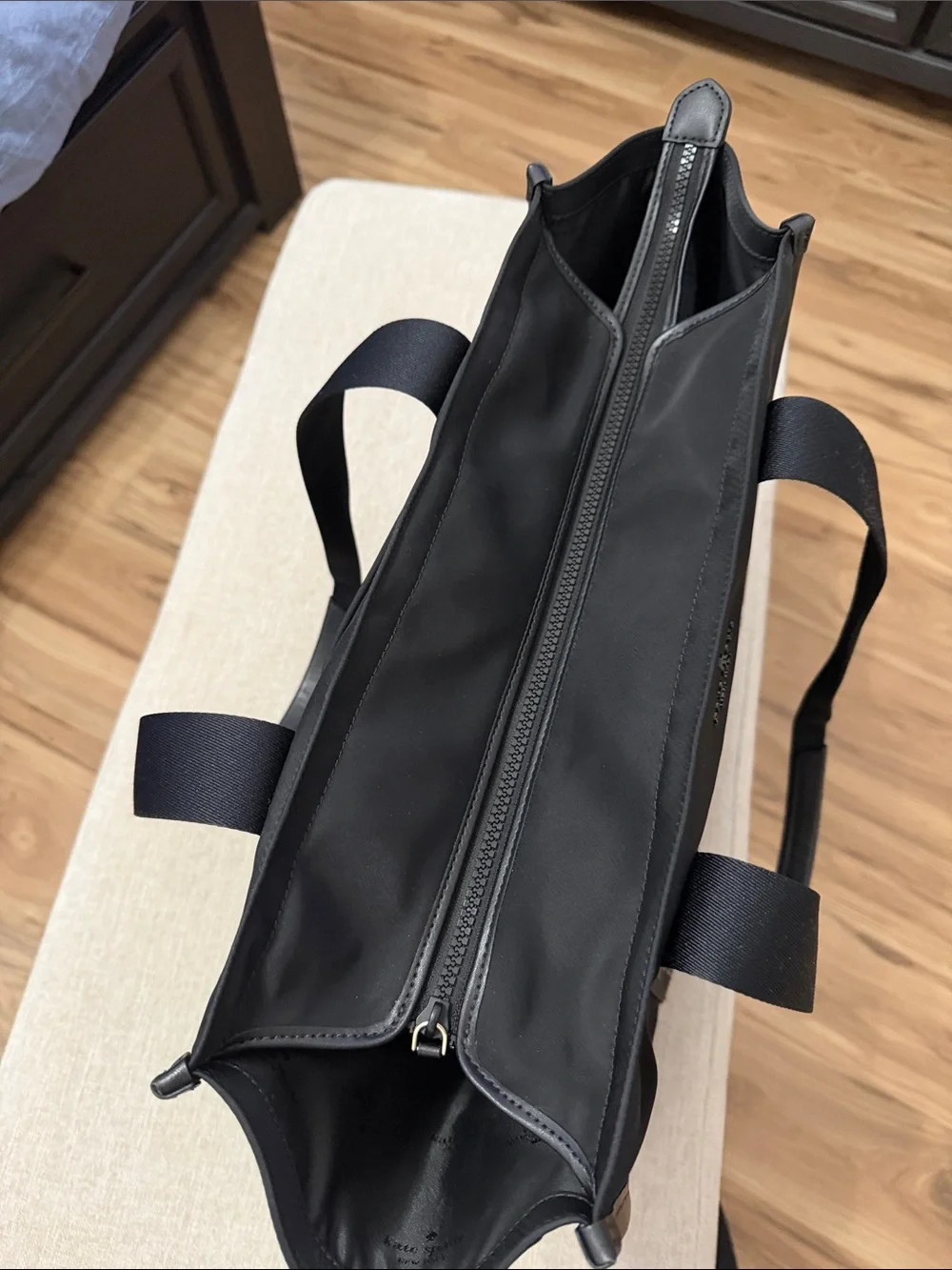 kate spade Black Nylon Tote with Logo Webbed Straps